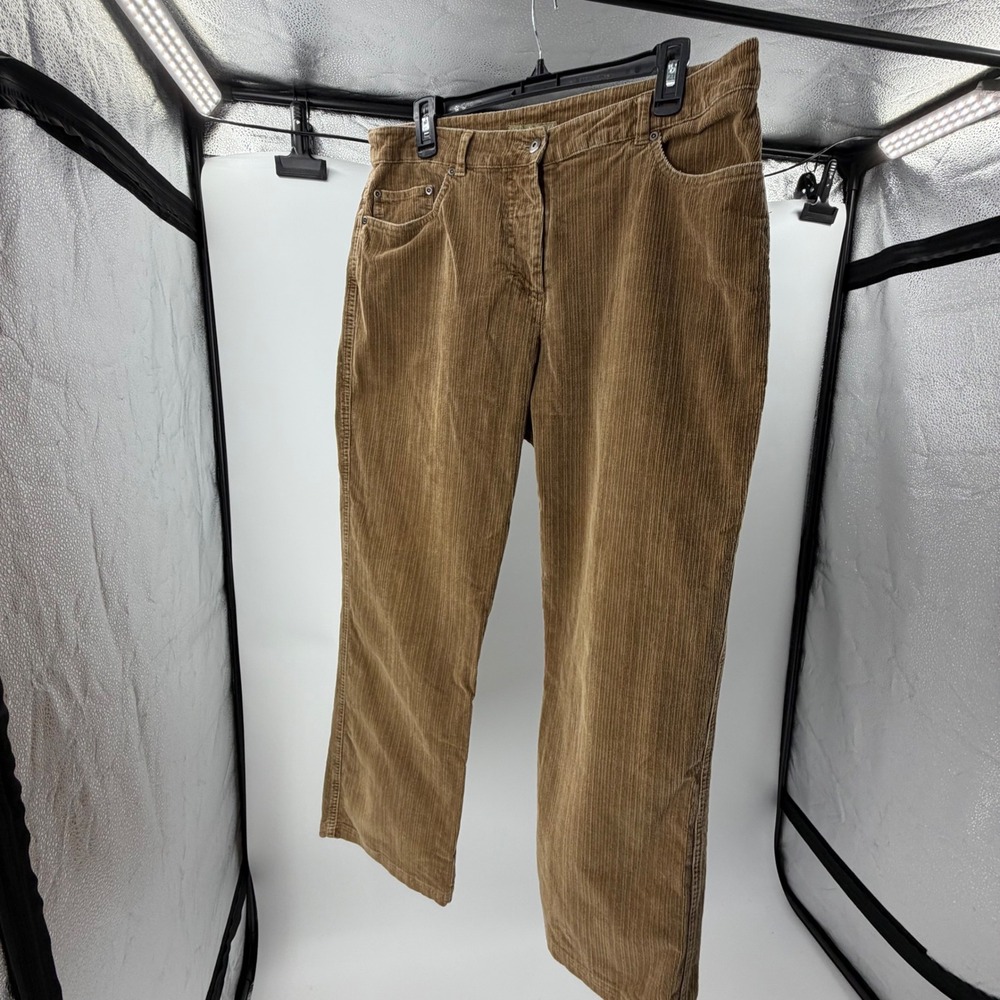 Isabella Bird Tan Brown Corduroy Straight Leg Pants Womens 14 Stretch Casual
